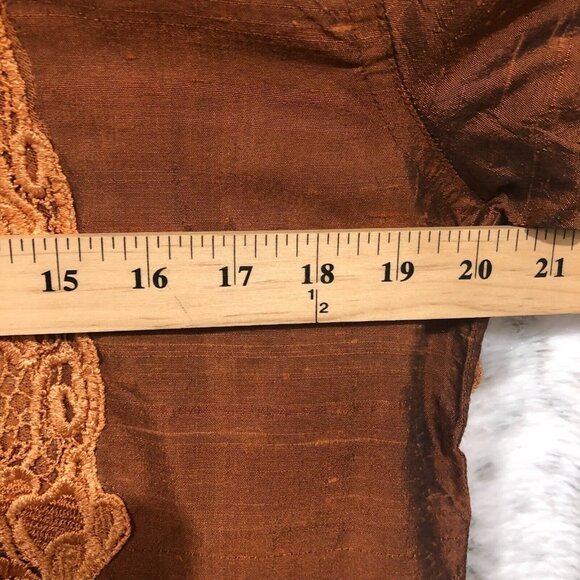 Daniel K New York Womens Embroidered Applique Silk Jacket Medium Rust - Picture 8 of 9